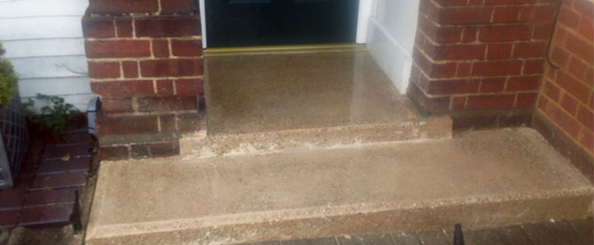 Replaced polished concrete step and walkway