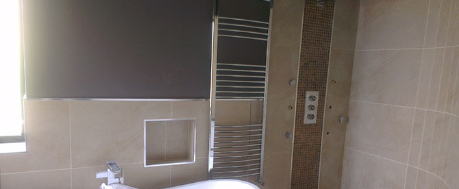 Custom bathroom with bath and shower