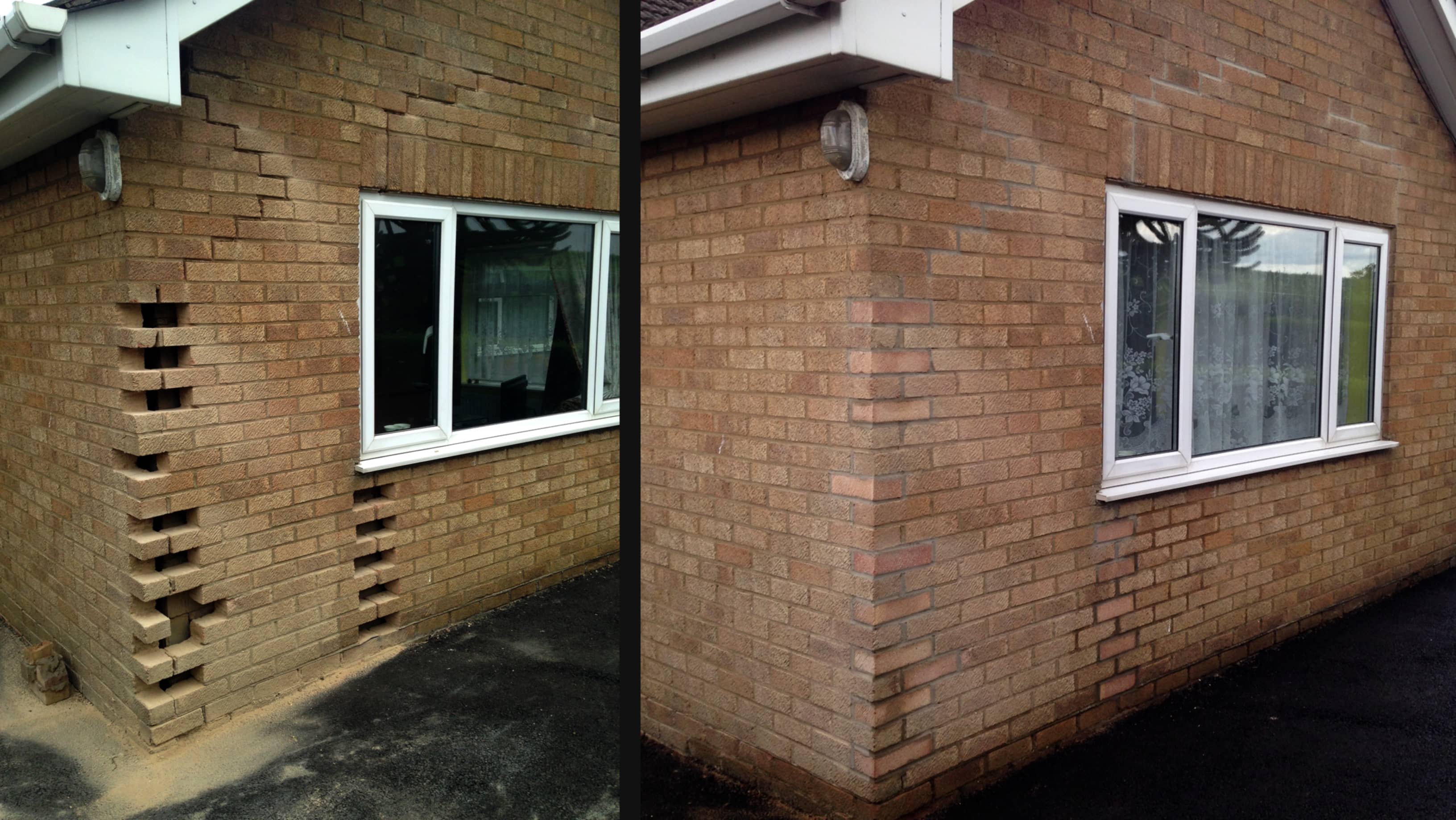 Insurance Repair in Peterborough of a bungalow that had been hit by a car